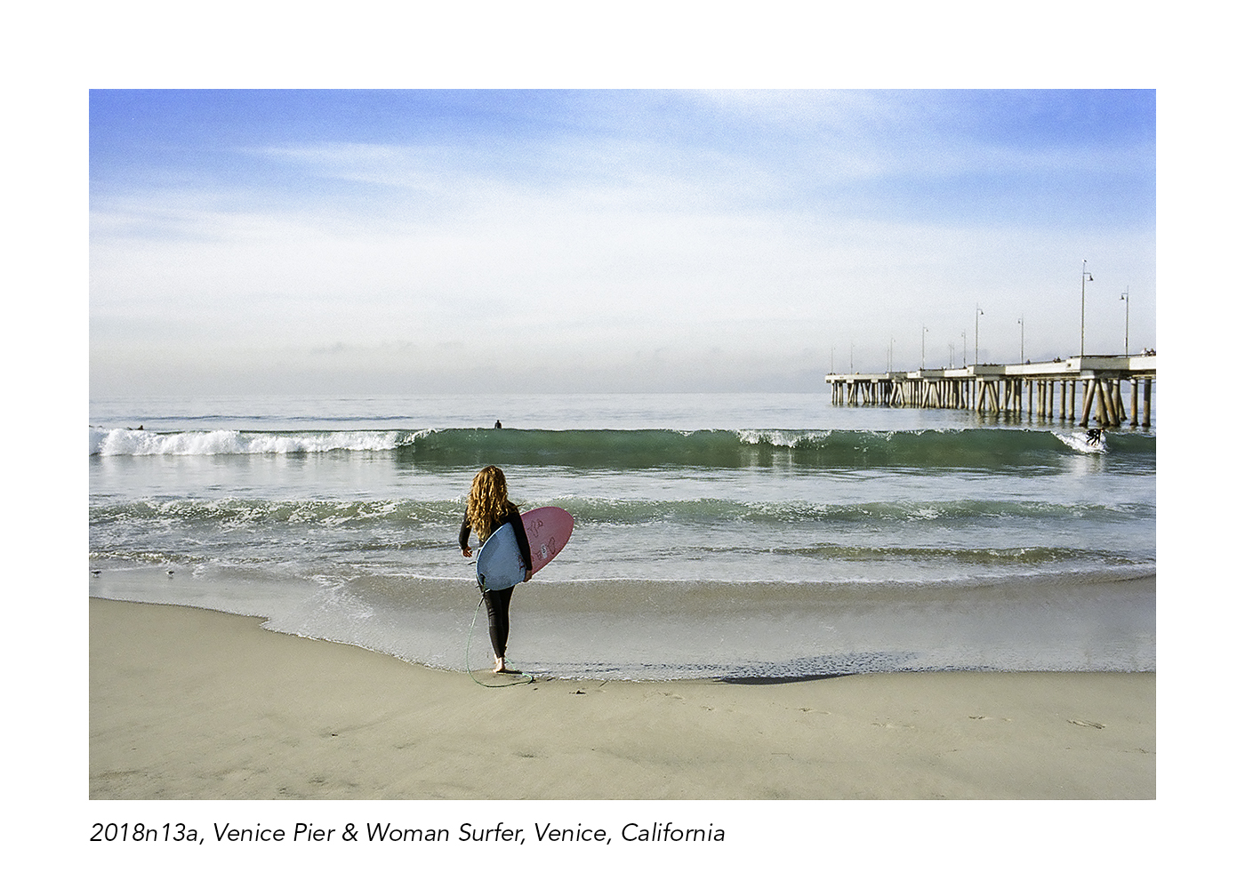 2018n13a, Venice Pier & Woman Surfer, Venice, California